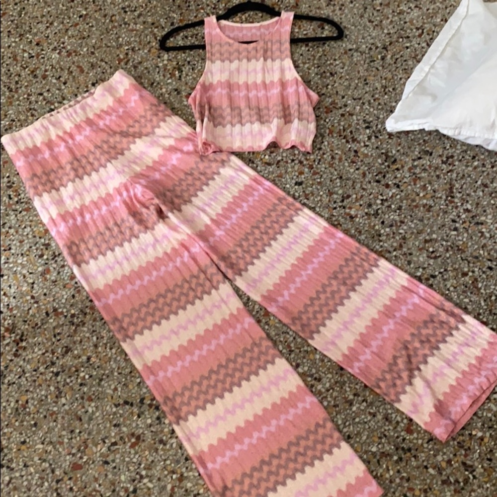 Matching pink tank top and long pant